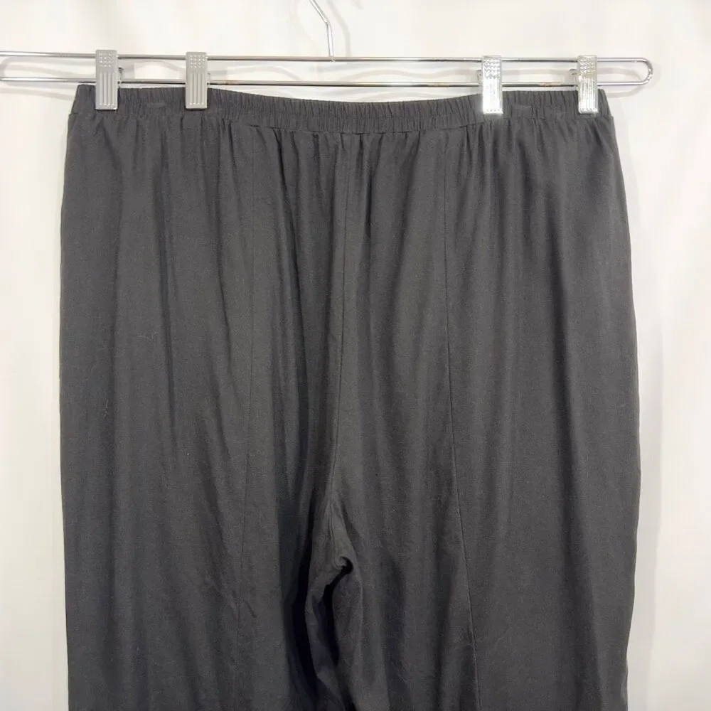 Soft Surroundings‎ Large Capri Pants Black Linen Crop Elastic Waist Pull On 890